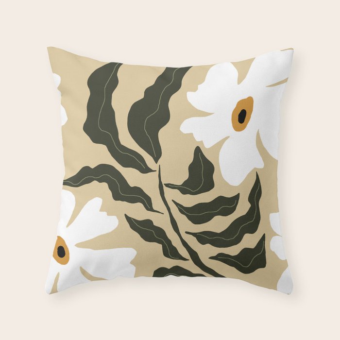 White daisy  Throw Pillow Gallery Image 1