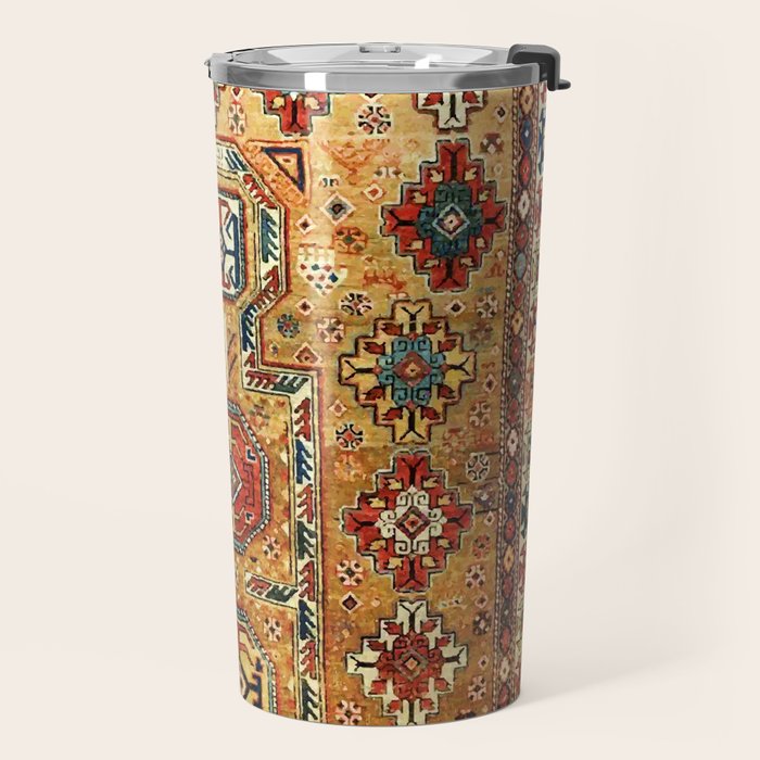 Red Gold Antique Persian Rug Print Travel Mug Gallery Image 2