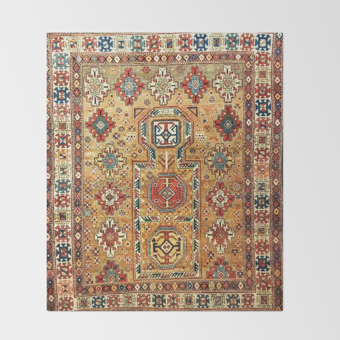Red Gold Antique Persian Rug Print Throw Blanket Gallery Image 2