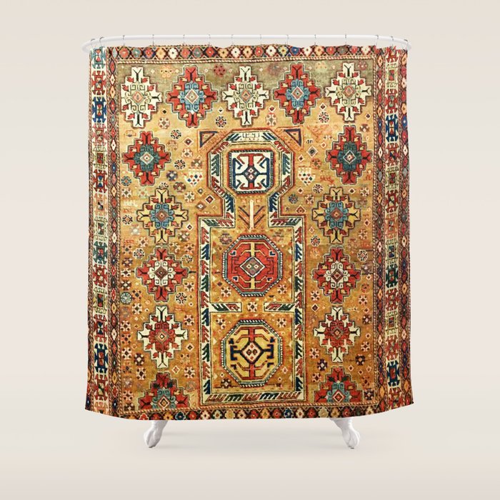 Red Gold Antique Persian Rug Print Shower Curtain Gallery Image 1