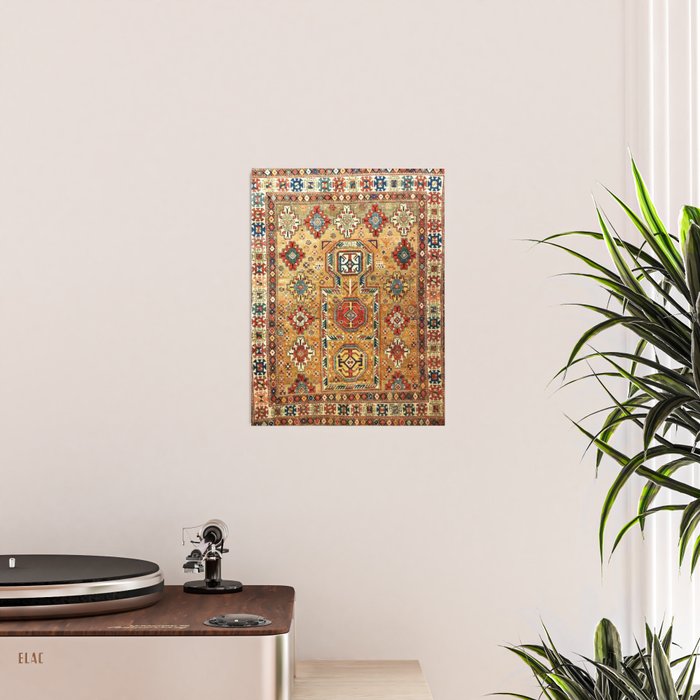 Red Gold Antique Persian Rug Print Poster Gallery Image 2