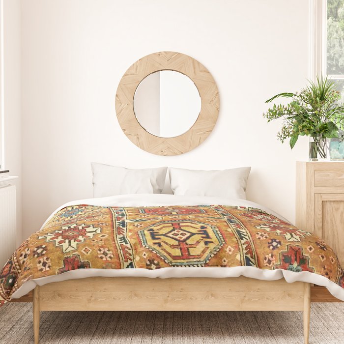 Red Gold Antique Persian Rug Print Duvet Cover Gallery Image 3