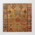 Red Gold Antique Persian Rug Print Wood Wall Art Gallery Image 1