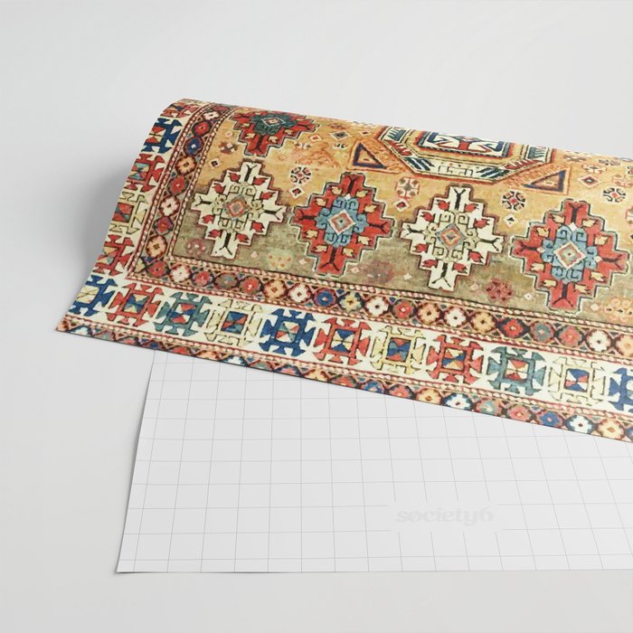 Red Gold Antique Persian Rug Print Wrapping Paper Gallery Image 2