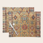 Red Gold Antique Persian Rug Print Placemat Gallery Image 1