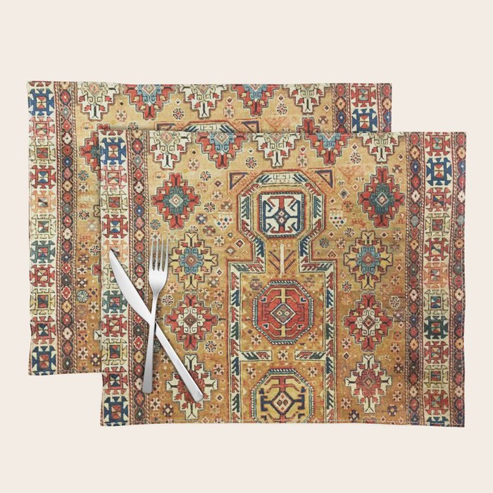 Red Gold Antique Persian Rug Print Placemat Gallery Image 1