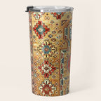 Red Gold Antique Persian Rug Print Travel Mug Gallery Image 3