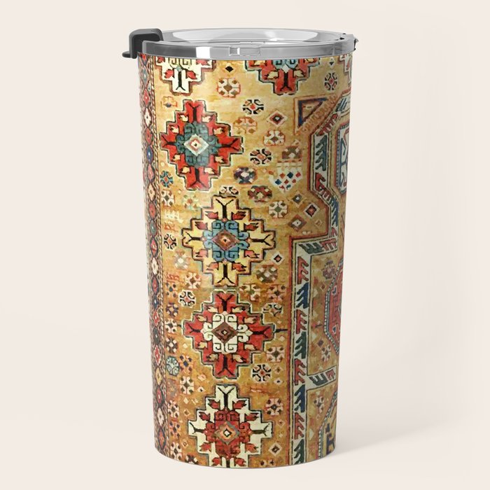 Red Gold Antique Persian Rug Print Travel Mug Gallery Image 3