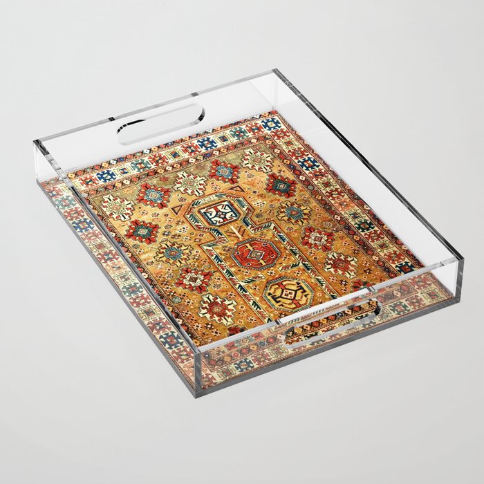 Red Gold Antique Persian Rug Print Acrylic Tray Gallery Image 1