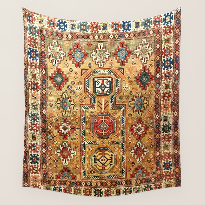 Red Gold Antique Persian Rug Print Wall Tapestry Gallery Image 1
