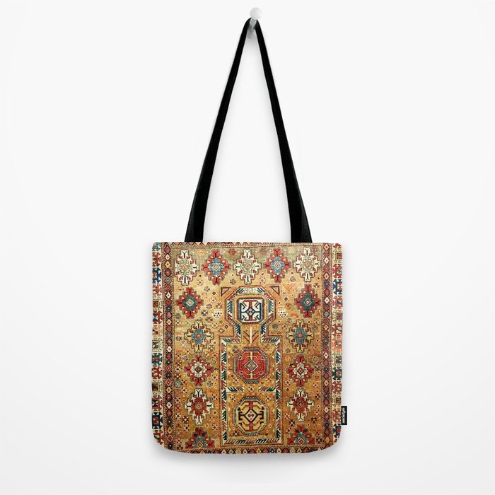 Red Gold Antique Persian Rug Print Tote Bag Gallery Image 2