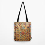 Red Gold Antique Persian Rug Print Tote Bag Gallery Image 2