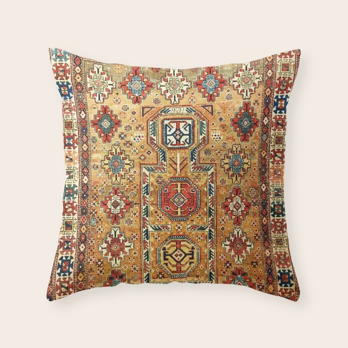 Red Gold Antique Persian Rug Print Throw Pillow Gallery Image 6
