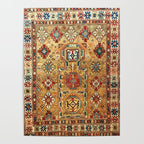 Red Gold Antique Persian Rug Print Poster Gallery Image 4