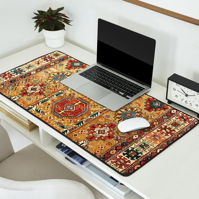 Red Gold Antique Persian Rug Print Desk Mat Gallery Image 2