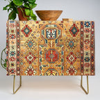 Red Gold Antique Persian Rug Print Credenza Gallery Image 1