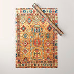 Red Gold Antique Persian Rug Print Wrapping Paper Gallery Image 1