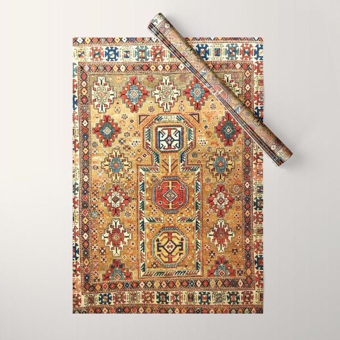 Red Gold Antique Persian Rug Print Wrapping Paper Gallery Image 1