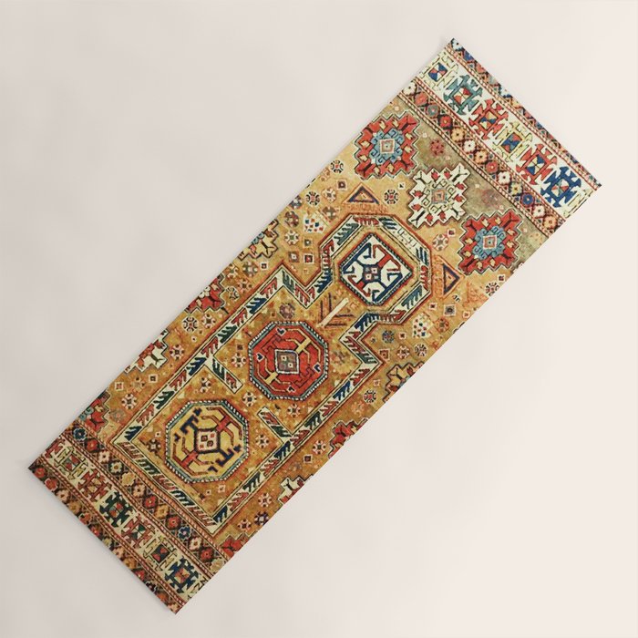 Red Gold Antique Persian Rug Print Yoga Mat Gallery Image 1