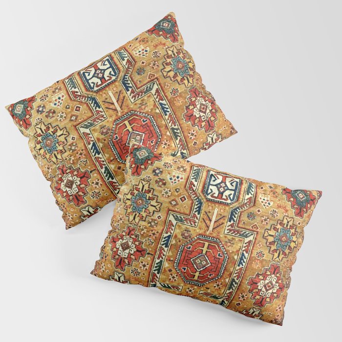 Red Gold Antique Persian Rug Print Pillow Sham Gallery Image 1