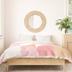 Mid-Mod geometric sun and moon pattern - Peachy Pink pastels Duvet Cover Gallery Image 3
