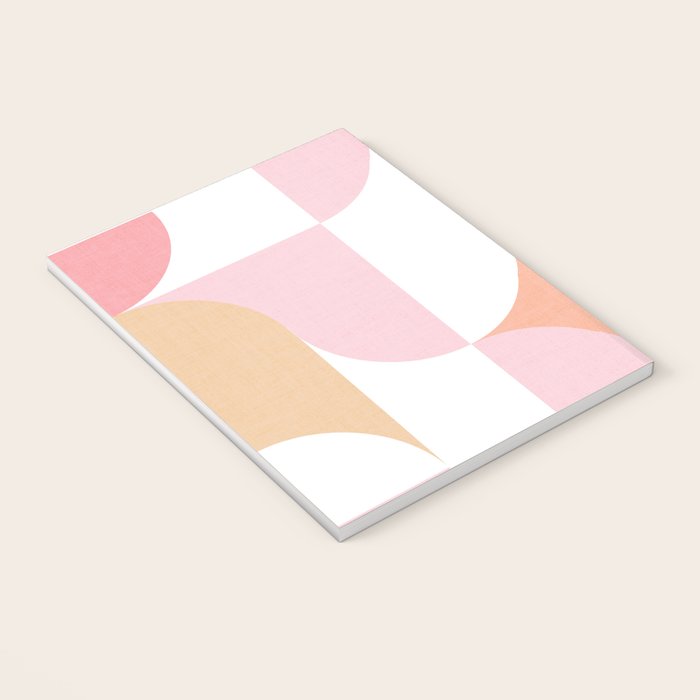 Mid-Mod geometric sun and moon pattern - Peachy Pink pastels Notebook Gallery Image 3