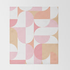 Mid-Mod geometric sun and moon pattern - Peachy Pink pastels Throw Blanket Gallery Image 2