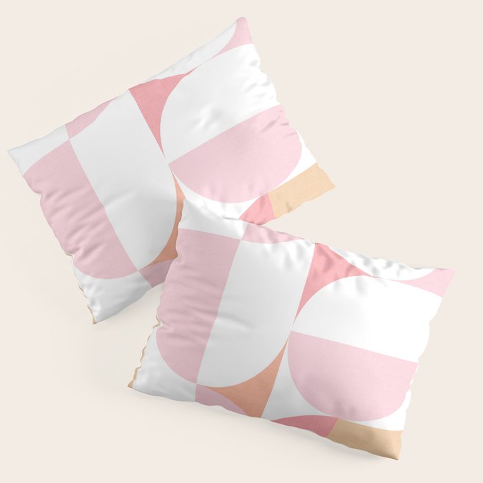 Mid-Mod geometric sun and moon pattern - Peachy Pink pastels Pillow Sham Gallery Image 1