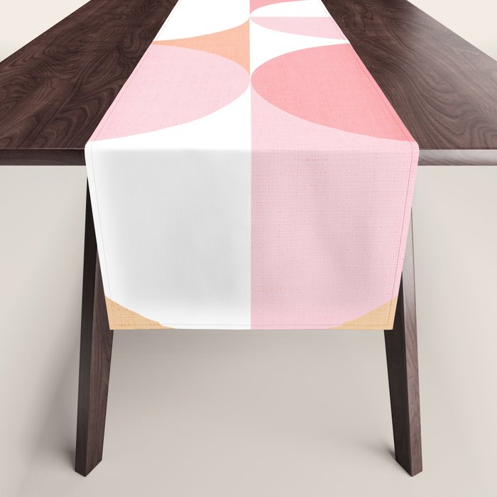 Mid-Mod geometric sun and moon pattern - Peachy Pink pastels Table Runner Gallery Image 1
