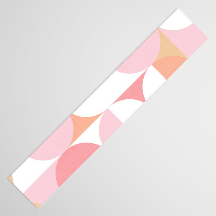 Mid-Mod geometric sun and moon pattern - Peachy Pink pastels Table Runner Gallery Image 3