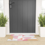 Mid-Mod geometric sun and moon pattern - Peachy Pink pastels Welcome Mat Gallery Image 3