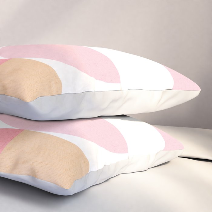 Mid-Mod geometric sun and moon pattern - Peachy Pink pastels Pillow Sham Gallery Image 3