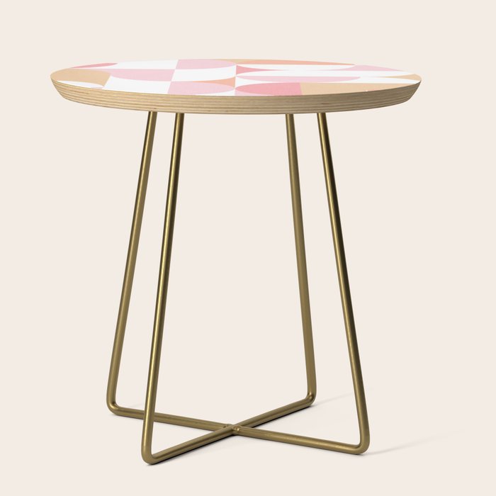 Mid-Mod geometric sun and moon pattern - Peachy Pink pastels Side Table Gallery Image 1