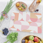 Mid-Mod geometric sun and moon pattern - Peachy Pink pastels Cutting Board Gallery Image 2