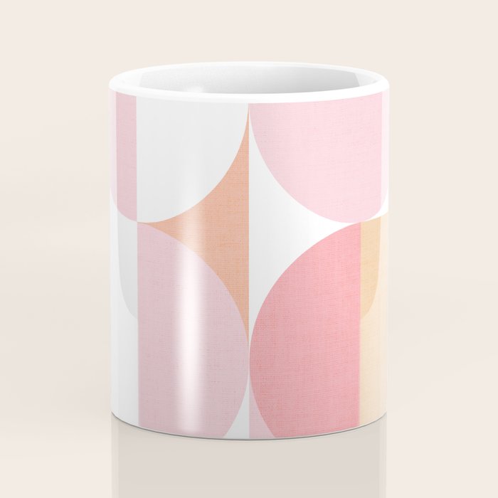 Mid-Mod geometric sun and moon pattern - Peachy Pink pastels Coffee Mug Gallery Image 4