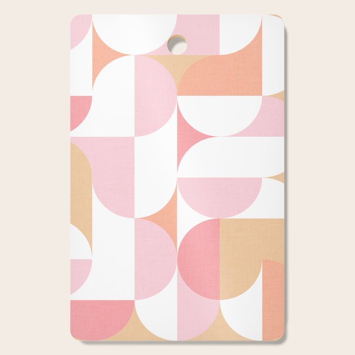 Mid-Mod geometric sun and moon pattern - Peachy Pink pastels Cutting Board Gallery Image 1