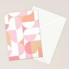 Mid-Mod geometric sun and moon pattern - Peachy Pink pastels Stationery Card Gallery Image 2