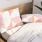 Mid-Mod geometric sun and moon pattern - Peachy Pink pastels Pillow Sham Gallery Image 2