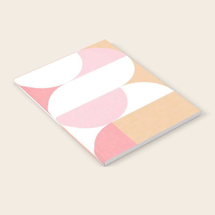 Mid-Mod geometric sun and moon pattern - Peachy Pink pastels Notebook Gallery Image 1