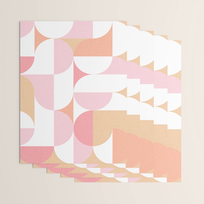 Mid-Mod geometric sun and moon pattern - Peachy Pink pastels Wrapping Paper Gallery Image 3