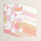 Mid-Mod geometric sun and moon pattern - Peachy Pink pastels Wrapping Paper Gallery Image 3
