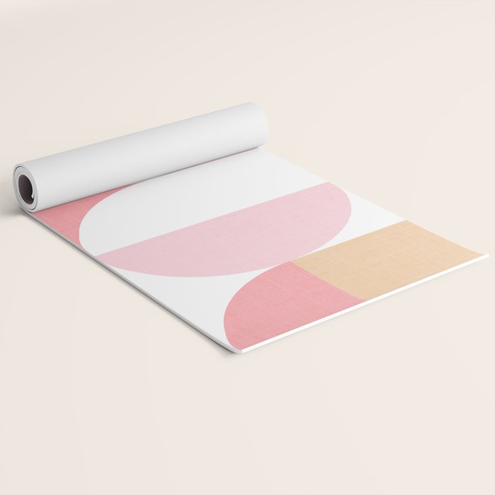 Mid-Mod geometric sun and moon pattern - Peachy Pink pastels Yoga Mat Gallery Image 2