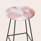 Mid-Mod geometric sun and moon pattern - Peachy Pink pastels Stool Gallery Image 2