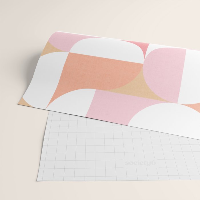 Mid-Mod geometric sun and moon pattern - Peachy Pink pastels Wrapping Paper Gallery Image 2