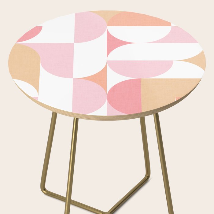 Mid-Mod geometric sun and moon pattern - Peachy Pink pastels Side Table Gallery Image 2