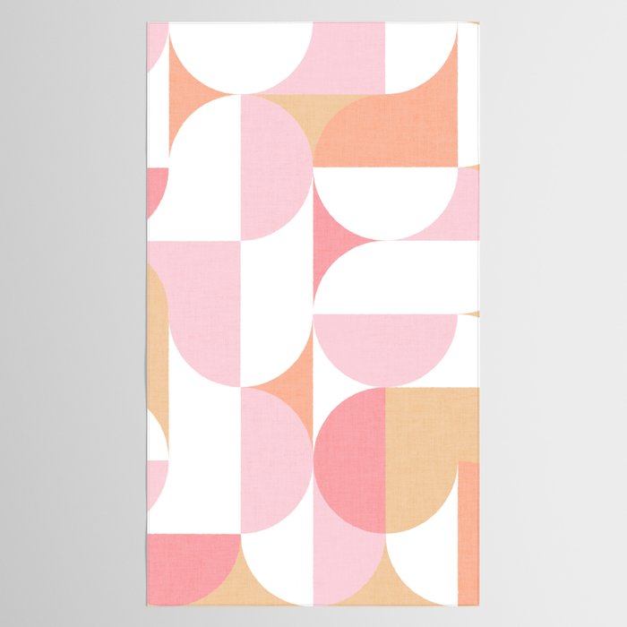 Mid-Mod geometric sun and moon pattern - Peachy Pink pastels Tablecloth Gallery Image 2