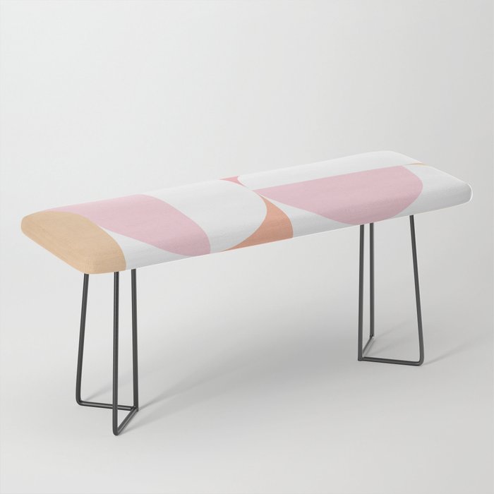 Mid-Mod geometric sun and moon pattern - Peachy Pink pastels Bench Gallery Image 1