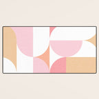 Mid-Mod geometric sun and moon pattern - Peachy Pink pastels Desk Mat Gallery Image 3