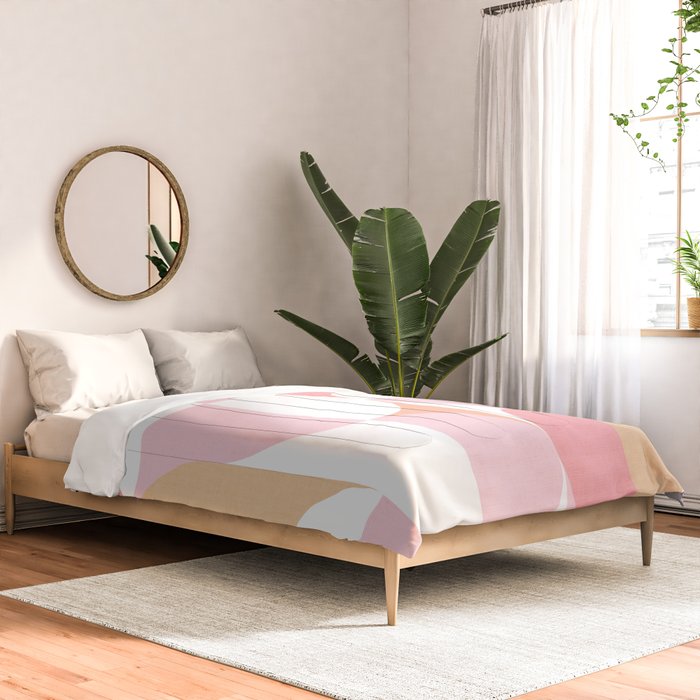 Mid-Mod geometric sun and moon pattern - Peachy Pink pastels Comforter Gallery Image 2