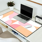 Mid-Mod geometric sun and moon pattern - Peachy Pink pastels Desk Mat Gallery Image 2